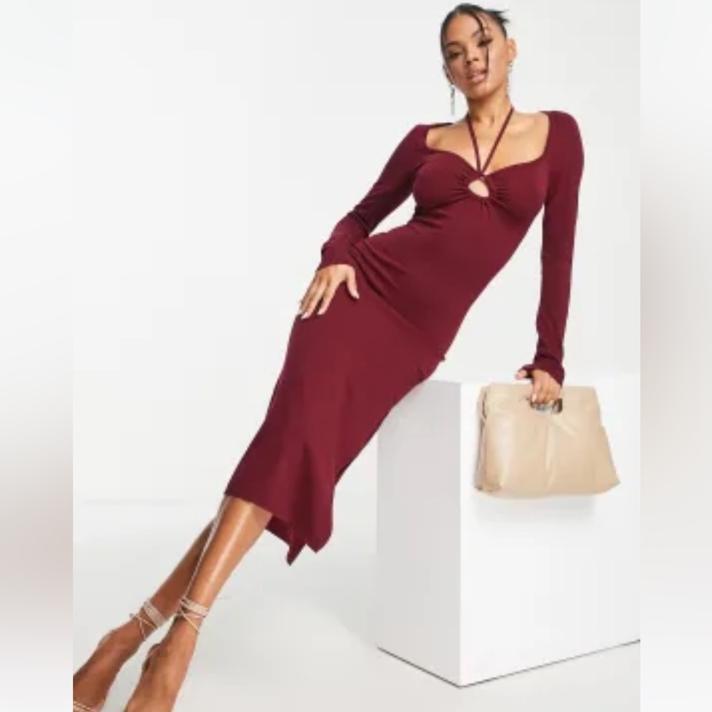 ASOS Burgundy Long Sleeve dress